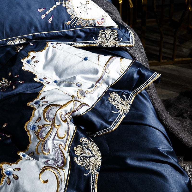 HKM-753939 Egyptian Long Staple Cotton Four-Piece Bedding Set - Includes Quilt Cover, Bed Sheet, Pillowcases