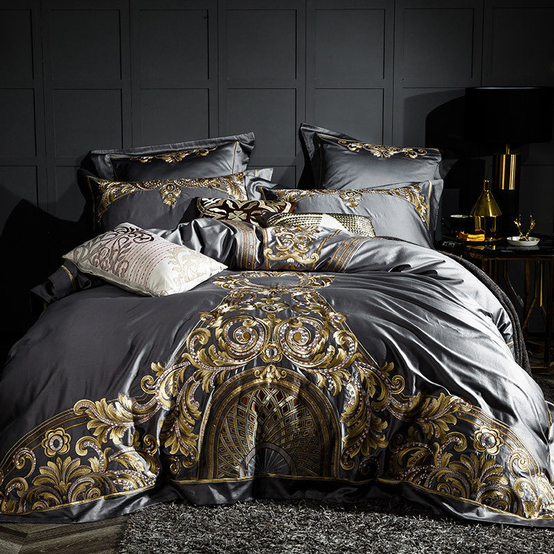 HKM-753939 Egyptian Long Staple Cotton Four-Piece Bedding Set - Includes Quilt Cover, Bed Sheet, Pillowcases
