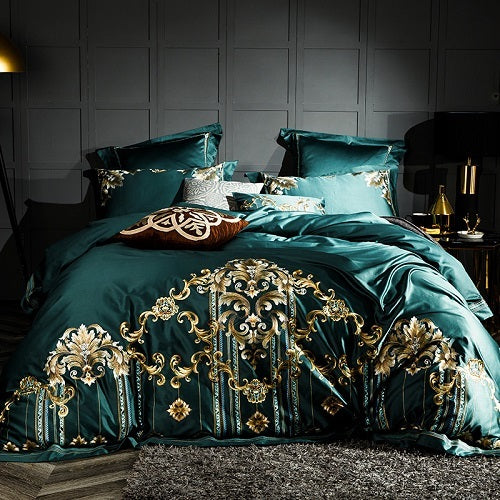 HKM-753939 Egyptian Long Staple Cotton Four-Piece Bedding Set - Includes Quilt Cover, Bed Sheet, Pillowcases