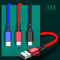HKM-754003 2m USB Data Cable for Apple, Android, and TYPE-C Devices