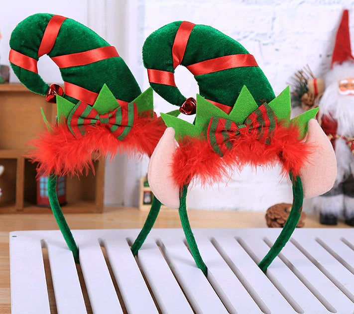 HKM-754067 Festive Elf Headband with Colorful Feathers and Sequins - 12X25CM