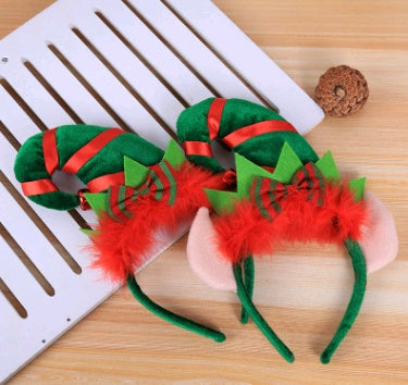 HKM-754067 Festive Elf Headband with Colorful Feathers and Sequins - 12X25CM