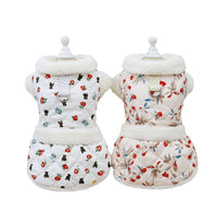 HKM-754259 Cozy Autumn and Winter Cat Clothes in White and Pink - Cotton Velvet Material, Multiple Sizes Available