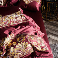 HKM-754387 Embroidered Cotton Quilt Cover Set with Floral Design for 1.8m Bed