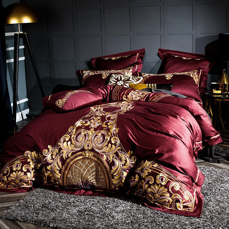 HKM-754387 Embroidered Cotton Quilt Cover Set with Floral Design for 1.8m Bed