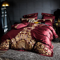 HKM-754387 Embroidered Cotton Quilt Cover Set with Floral Design for 1.8m Bed