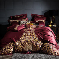 HKM-754387 Embroidered Cotton Quilt Cover Set with Floral Design for 1.8m Bed