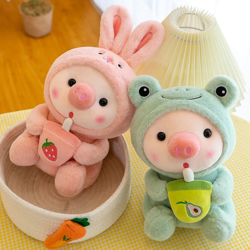 KTX-754451 Dog Bubble Tea Cup Plush Toy - Soft Stuffed Boba Animal Doll, Milk Tea Pillow for Kids 2 to 14 Years