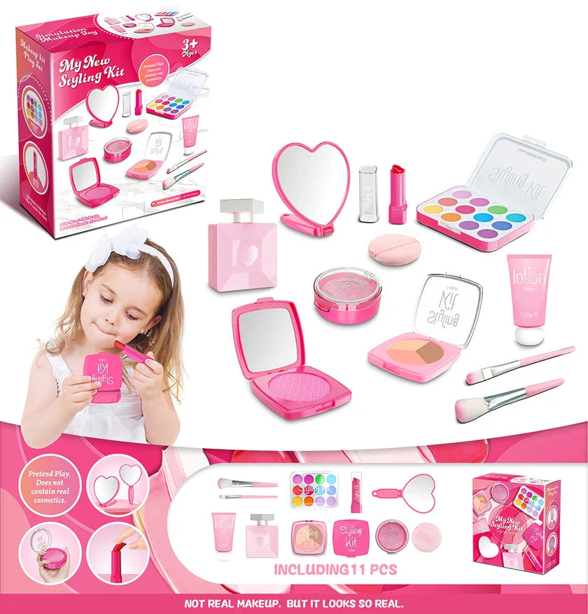Kids' Pink Pretend Play Makeup Kit - Beauty Fashion Cosmetic Set for Ages 2-9