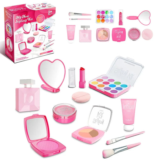 Kids' Pink Pretend Play Makeup Kit - Beauty Fashion Cosmetic Set for Ages 2-9