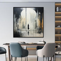 HKM-754707 Handmade Black and White Abstract Oil Painting on Canvas for Home and Office Decoration