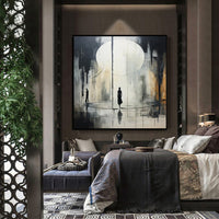HKM-754707 Handmade Black and White Abstract Oil Painting on Canvas for Home and Office Decoration