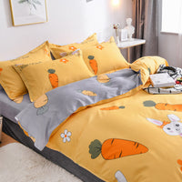 HKM-754771 Aloe Cotton Nordic Style Bed Sheet and Duvet Cover Set - Four-Piece Bedding Ensemble for Single or Double Beds