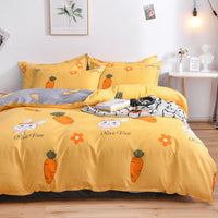 HKM-754771 Aloe Cotton Nordic Style Bed Sheet and Duvet Cover Set - Four-Piece Bedding Ensemble for Single or Double Beds