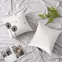 HKM-754771 Dandelion Print Linen Pillow Cover, 45x45cm Modern Decorative Cushion for Sofa and Bedroom