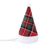 HKM-754771 Multicolor Pet Christmas Hat with Stripes and Plaid Patterns