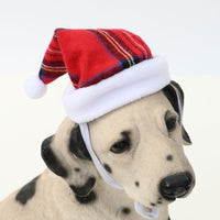 HKM-754771 Multicolor Pet Christmas Hat with Stripes and Plaid Patterns