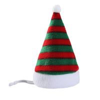 HKM-754771 Multicolor Pet Christmas Hat with Stripes and Plaid Patterns