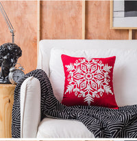 HKM-754835 Christmas-Themed Cotton Pillowcase Cushion Cover, 45x45cm, Northern European Style Decor with Snowflakes, Santa, and Bells
