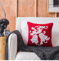 HKM-754835 Christmas-Themed Cotton Pillowcase Cushion Cover, 45x45cm, Northern European Style Decor with Snowflakes, Santa, and Bells