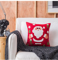 HKM-754835 Christmas-Themed Cotton Pillowcase Cushion Cover, 45x45cm, Northern European Style Decor with Snowflakes, Santa, and Bells