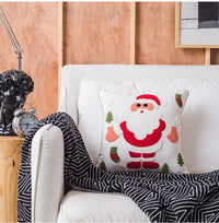 HKM-754835 Christmas-Themed Cotton Pillowcase Cushion Cover, 45x45cm, Northern European Style Decor with Snowflakes, Santa, and Bells