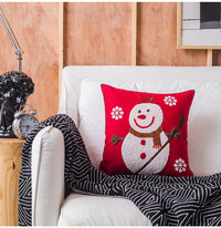HKM-754835 Christmas-Themed Cotton Pillowcase Cushion Cover, 45x45cm, Northern European Style Decor with Snowflakes, Santa, and Bells