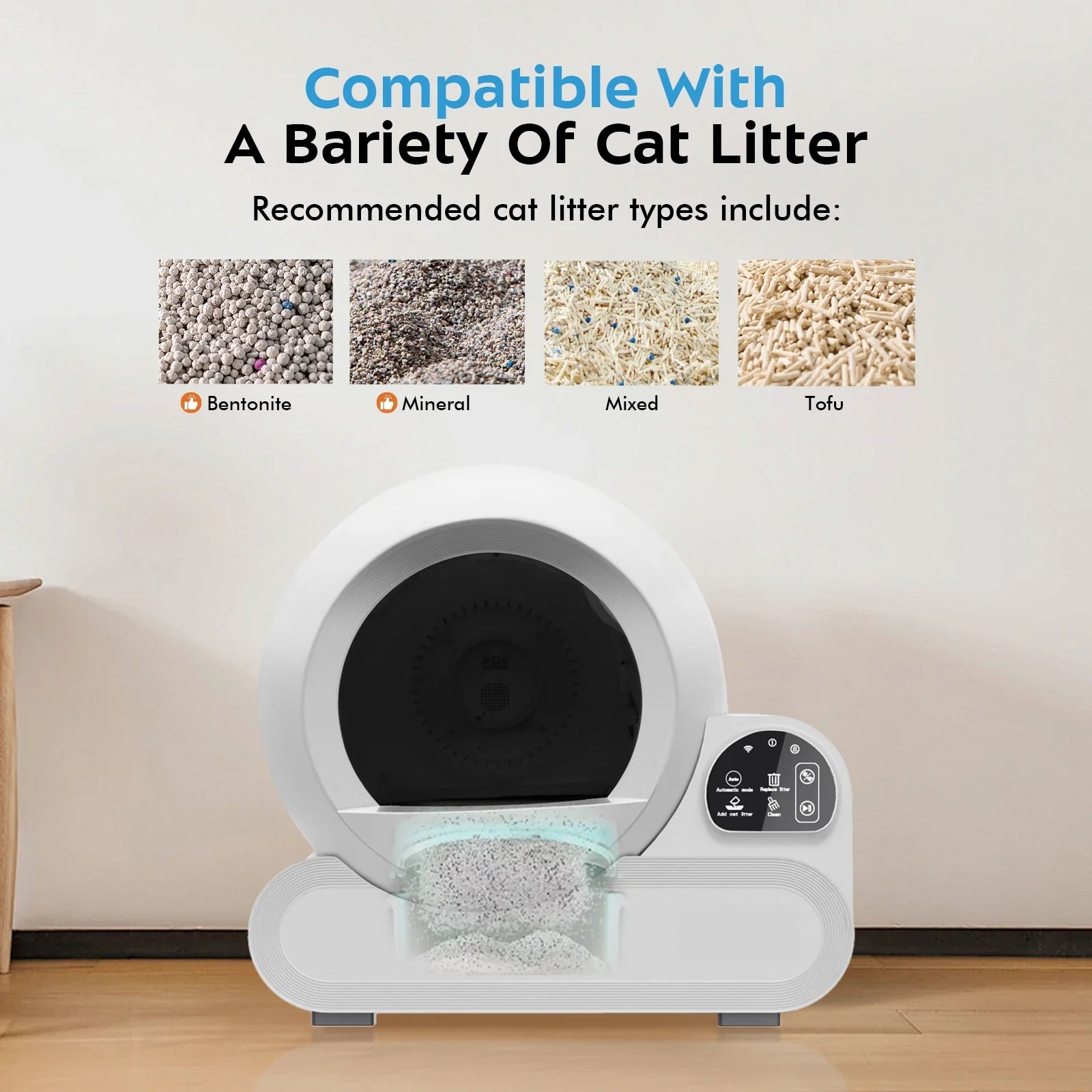 KTX-754899 Automatic Self-Cleaning Smart Cat Litter Box with 70L Capacity and 2.4G WiFi Connectivity
