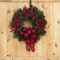 HKM-754899 Red Berry Decor Hanging Garland for Festivals and Home Decoration - 40cm Traditional Wreath
