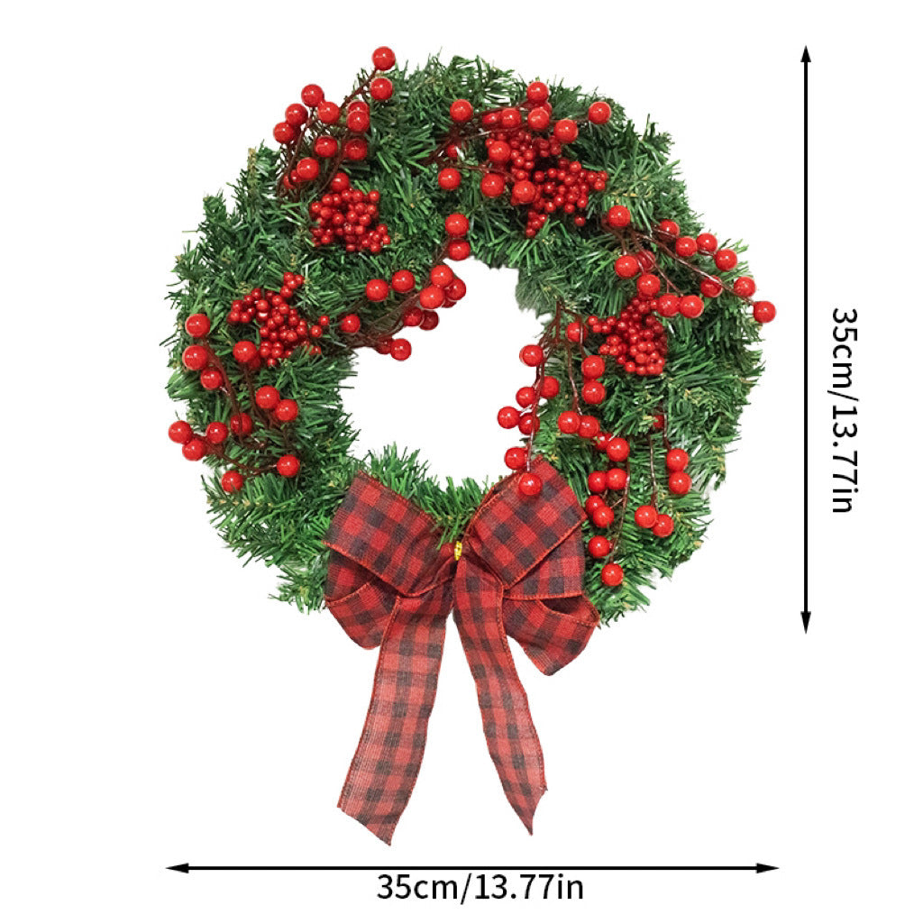 HKM-754899 Red Berry Decor Hanging Garland for Festivals and Home Decoration - 40cm Traditional Wreath