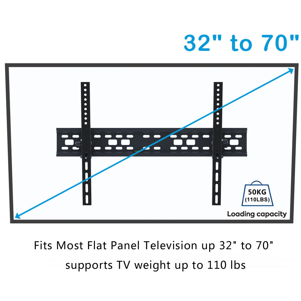 HKM-754963 Wall Mount TV Stand for 32-70" Displays, Load Capacity 50kg, Adjustable Tilt & Space-Saving Design