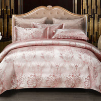 HKM-755091 European Light Luxury Satin Jacquard Wedding Bedding Set - Four-Piece Floral Design