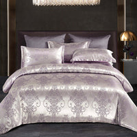 HKM-755091 European Light Luxury Satin Jacquard Wedding Bedding Set - Four-Piece Floral Design