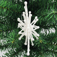HKM-755219 White Snowflake Christmas Tree Pendant - 12cm Plastic Decoration for Holiday Festivities