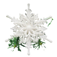 HKM-755219 White Snowflake Christmas Tree Pendant - 12cm Plastic Decoration for Holiday Festivities