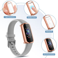 HKM-755283 Soft TPU Electroplating Watch Case for Fitbit Luxe - All-Inclusive Screen Protection