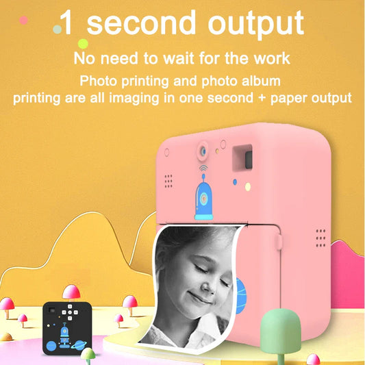 HKM-755347 Kids Instant Thermal Photo Print Digital Camera with Recording Function for Ages 6+
