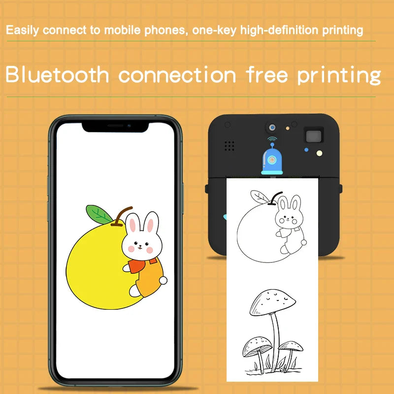 HKM-755347 Kids Instant Thermal Photo Print Digital Camera with Recording Function for Ages 6+