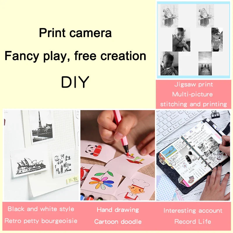 HKM-755347 Kids Instant Thermal Photo Print Digital Camera with Recording Function for Ages 6+