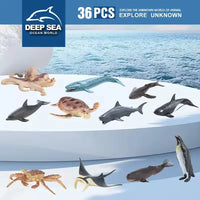 HKM-755411 Assorted Mini Plastic Ocean Animals Figures - 36Pcs Sea Creatures Toy Set for Ages 4 and Up