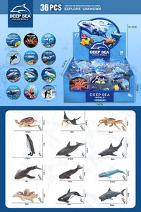 HKM-755411 Assorted Mini Plastic Ocean Animals Figures - 36Pcs Sea Creatures Toy Set for Ages 4 and Up