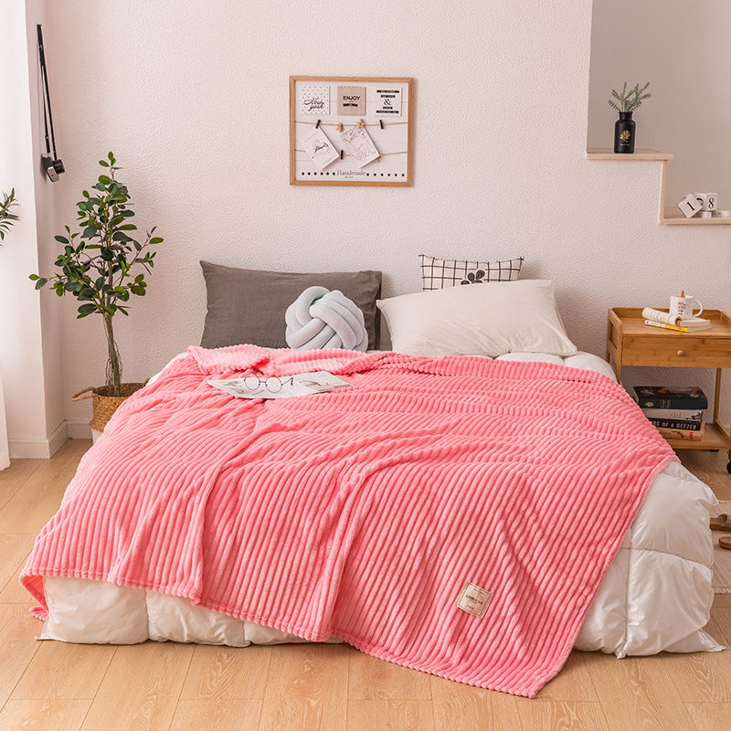 HKM-755539 Cozy Single Layer Milk Fleece Blanket - 200cm x 230cm, Soft Polyester Fiber