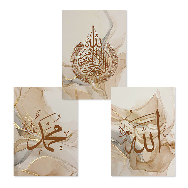 HKM-755603 Gold Marble Abstract Canvas Wall Art for Modern Home Decor
