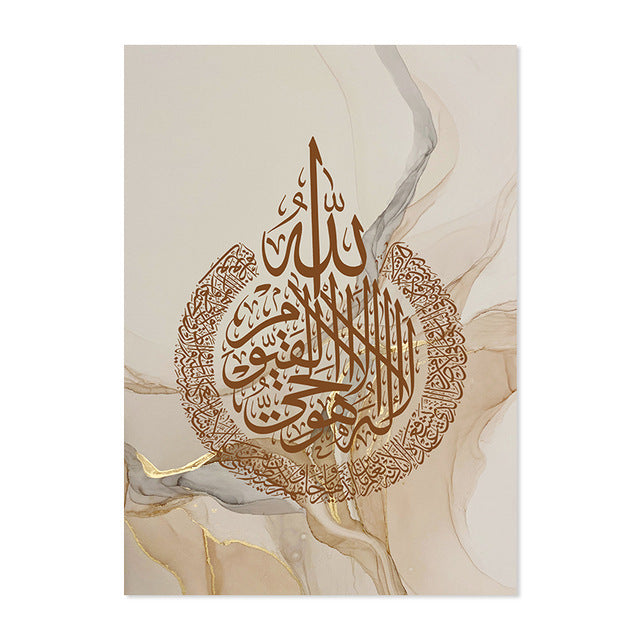 HKM-755603 Gold Marble Abstract Canvas Wall Art for Modern Home Decor