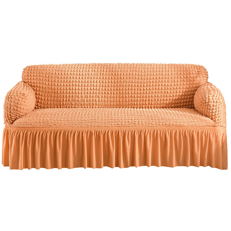 HKM-755667 Universal Seersucker Sofa Cover for Two to Four-Seater Sofas, Polyester Fabric, Plain Design