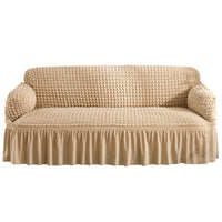 HKM-755667 Universal Seersucker Sofa Cover for Two to Four-Seater Sofas, Polyester Fabric, Plain Design