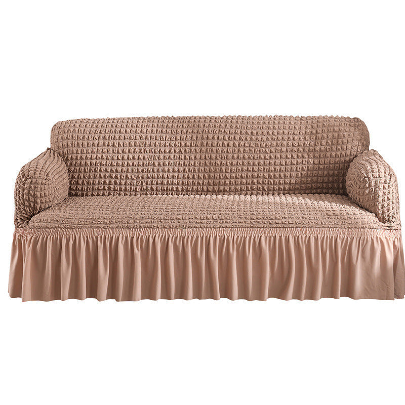 HKM-755667 Universal Seersucker Sofa Cover for Two to Four-Seater Sofas, Polyester Fabric, Plain Design
