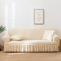 HKM-755667 Universal Seersucker Sofa Cover for Two to Four-Seater Sofas, Polyester Fabric, Plain Design