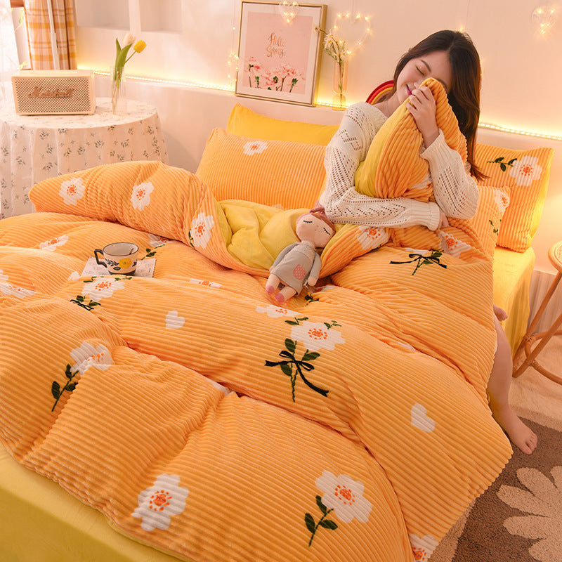 HKM-755923 Coral Velvet Flannel Bedding Set - Available in Various Designs and Sizes