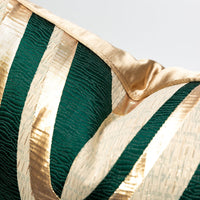 HKM-756051 Large Gold and Green Striped Lumbar Cushion Cover for Sofa and Bed 30x50cm, 45x45cm, 50x50cm